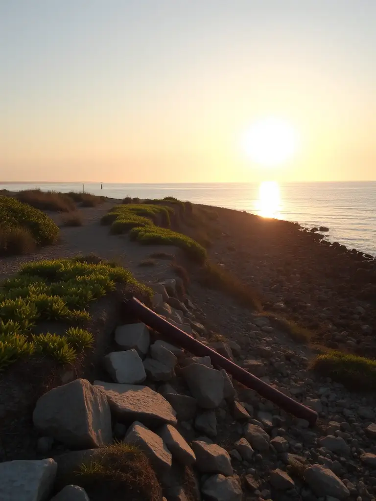 A photograph of a coastal area with implemented erosion control measures, demonstrating GET's commitment to protecting water resources from environmental threats.