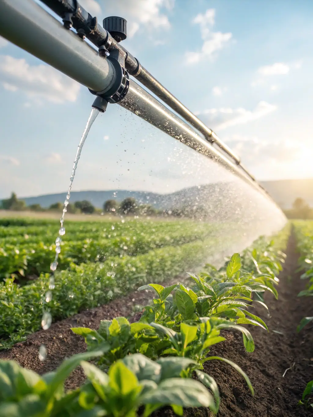 A drone shot of a large-scale agricultural irrigation system, highlighting GET's expertise in optimizing water usage for sustainable agriculture.